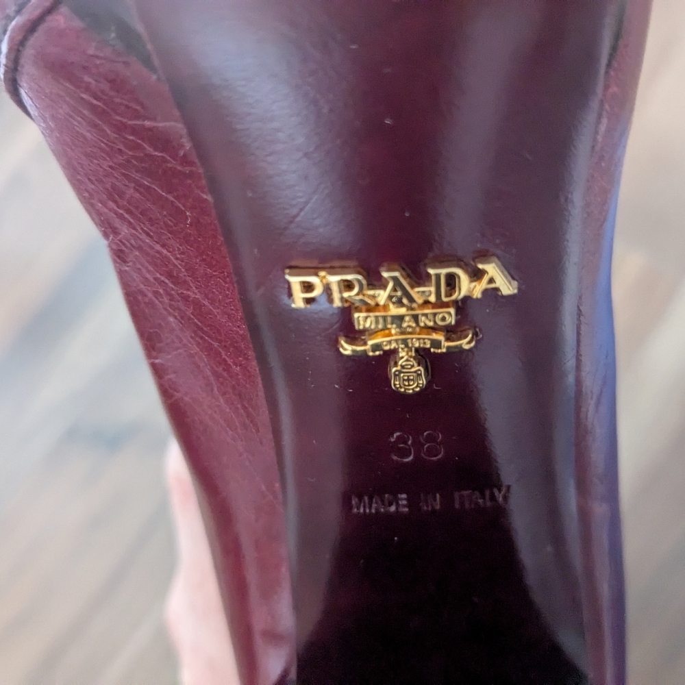 Prada Burgundy Leather Heeled Boots - Picture 4 of 4